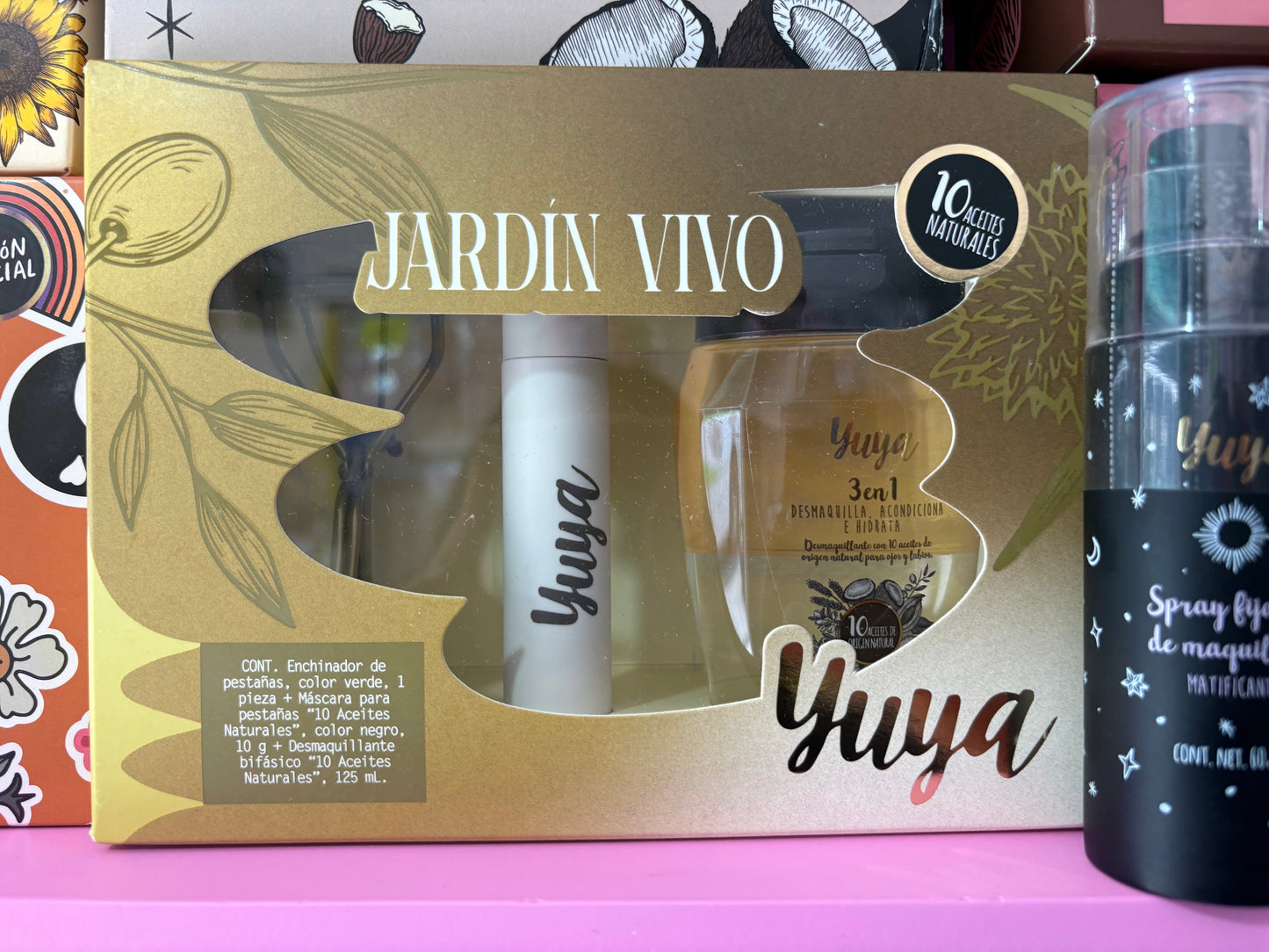 SET JARDÍN VIVO. Enchinador de Pestañas+ Máscara para pestañas + Desmaquillante bifásico “10 Aceites Naturales”