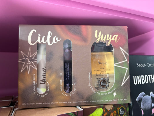 SET CICLO.  Mascara para pestañas + Gel fijador para cejas + Desmaquillante bifásico
